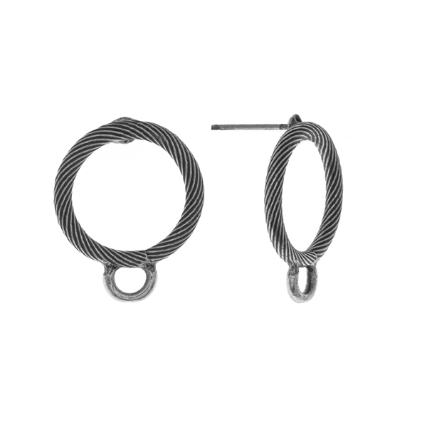 16.1mm Twisted Hollow Circle Stud earring bases with bottom loop