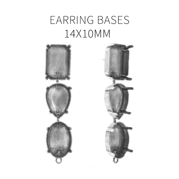 14x10mm Mixed size settings stud earring bases