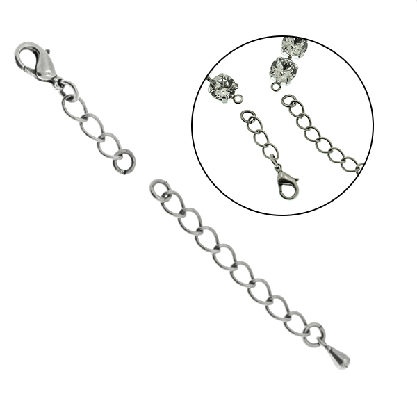 12mm clasp end chain + 5cm extension ROUNDED chain to finish jewelry base - 5pairs pack