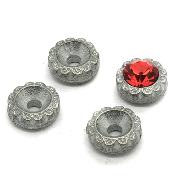 24ss Floral Metal Embedding element with hole for 39ss setting - 4pcs pack