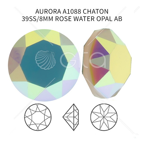 Aurora Crystal 39ss/8mm Chaton A1088 Rose Water Opal AB color-14pcs pack