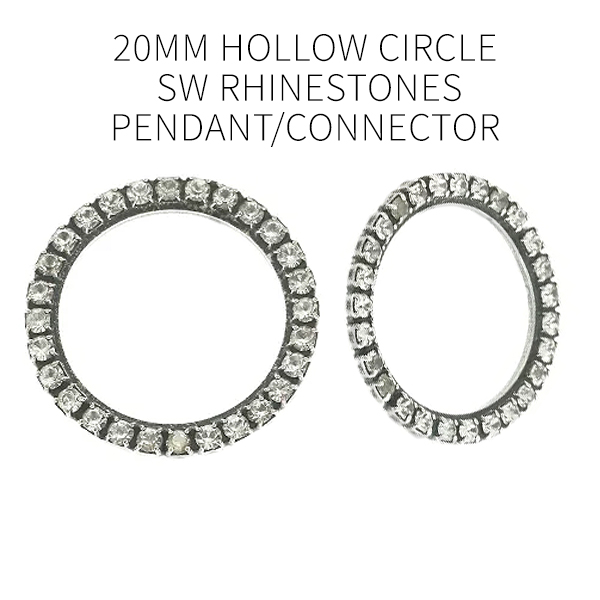 20mm Hollow Circle of 14pp Rhinestones connector/pendant base