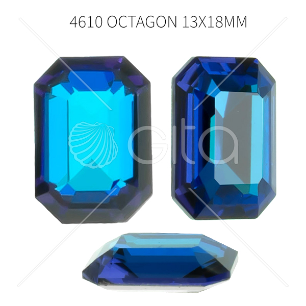13x18mm Step Cut Octagon 4610  Aurora Crystal Bermuda Blue color