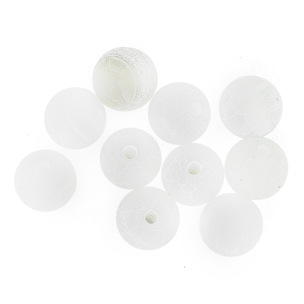 8mm Round natural White Frosted Agate Beads - 10pcs pack