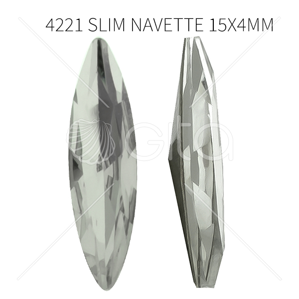 15x4mm Slim Navette (4200) 4221 Aurora Crystal Clear Crystals