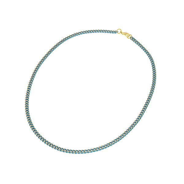 45cm Polished turquoise enamel curb chain necklace with clasp