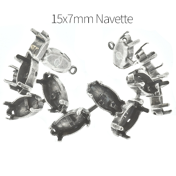 15x7mm Navette ZigZag empty cup chain Bracelet base 