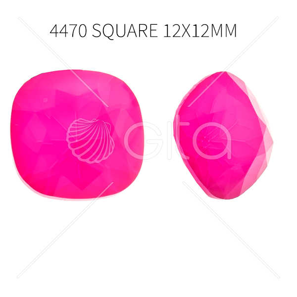 Aurora Crystal A4470 Round Square 12mm Electric Pink color-4pcs pack