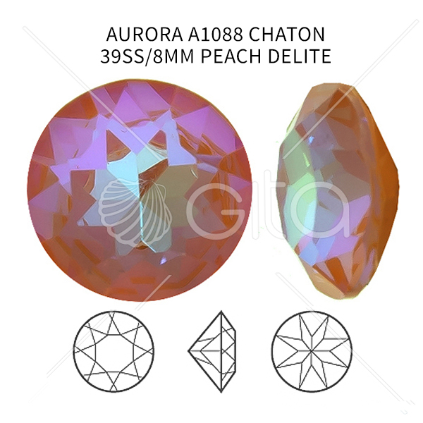 Aurora Crystal 39ss/8mm Chaton A1088 Peach DeLite color-14pcs pack