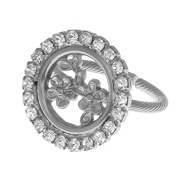 14mm framed Capucine Flower elements with Rhinestones adjustable ring base