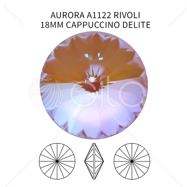 Aurora Crystal 18mm Rivoli A1122 Cappuccino DeLite color-3pcs pack