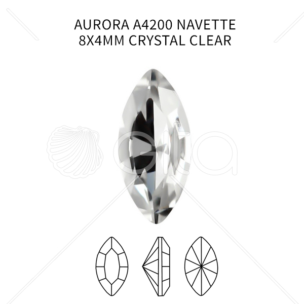 Aurora Crystal A4200 Navette 8x4mm Crystal Clear color-8pcs pack