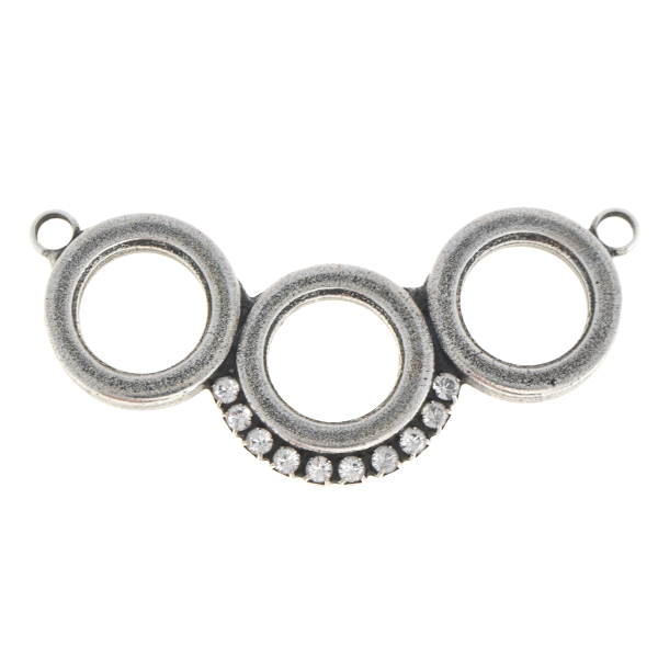 Three metal casting hollow circles with Rhinestones pendant base