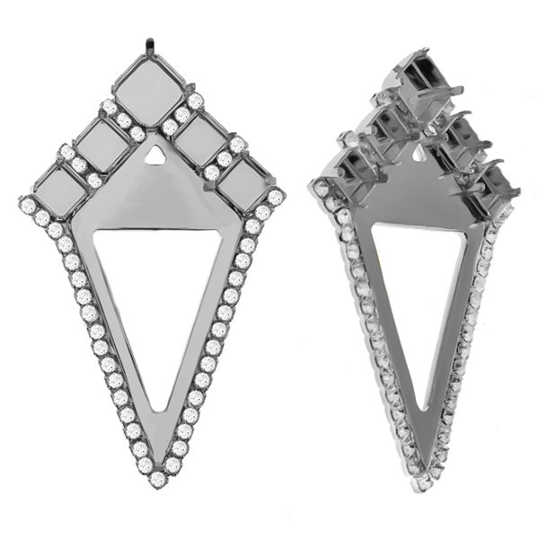 6mm/8mm Imperial 4480 with Pyramid shape metal casting elements & Rhinestones Stud earring bases 