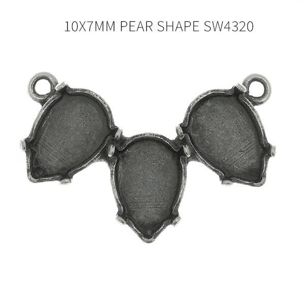 10x7mm Pear shape Pendant base with two top loops