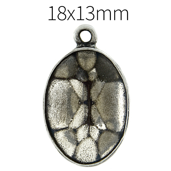 18x13mm Oval Decorative stone setting Pendant base with top loop