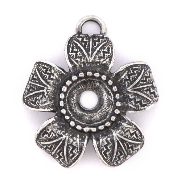 39ss metal casting flower pendant with top loop
