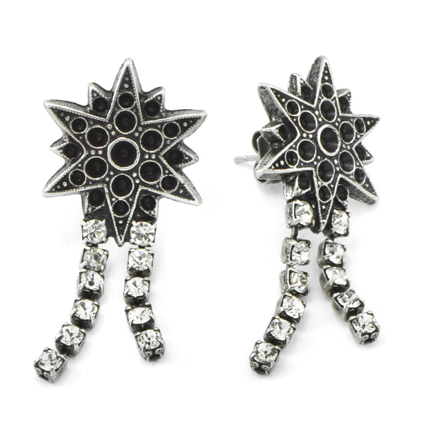 8pp, 14pp, 18pp North Star Stud Earrings with hanging Rhinestones