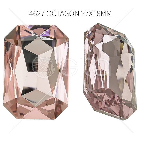 27x18mm Octagon 4627  Aurora Crystal Light Rose color