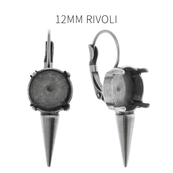 12mm Rivoli settings with metal casting spike Lever back earring bases