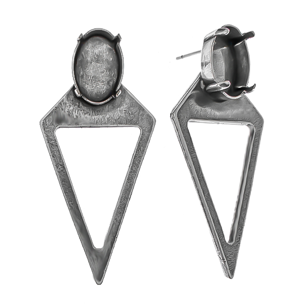 14x10mm Oval 4120 with Pyramid shape metal casting elements Stud earring bases