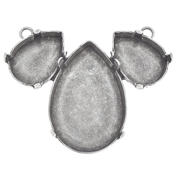 18x13mm and 30x20mm Pear shape three settings pendant with two loops
