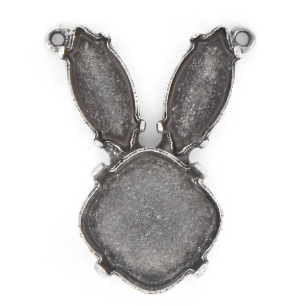 14x14mm Square, 15x7mm Navette Bunny Pendant base with 2 loops