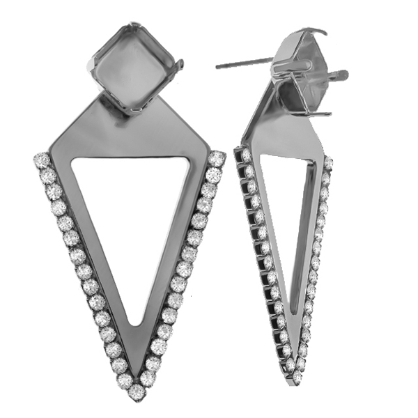 10x10mm Imperial 4480 with Pyramid shape metal casting elements & Rhinestones Stud earring bases 