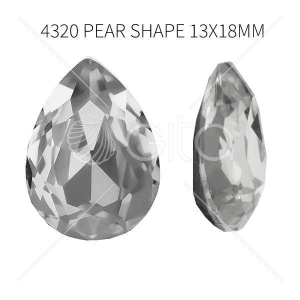 Aurora Crystal A4320 Pear Shape 13x18mm Crystal Clear color-2pcs pack 