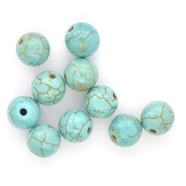 8mm Round natural Turquoise Howlite Beads - 10pcs pack