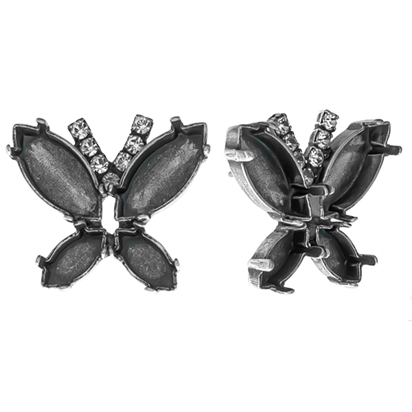 15x7mm / 10x5mm Navette with Rhinestones Butterfly Stud earrings