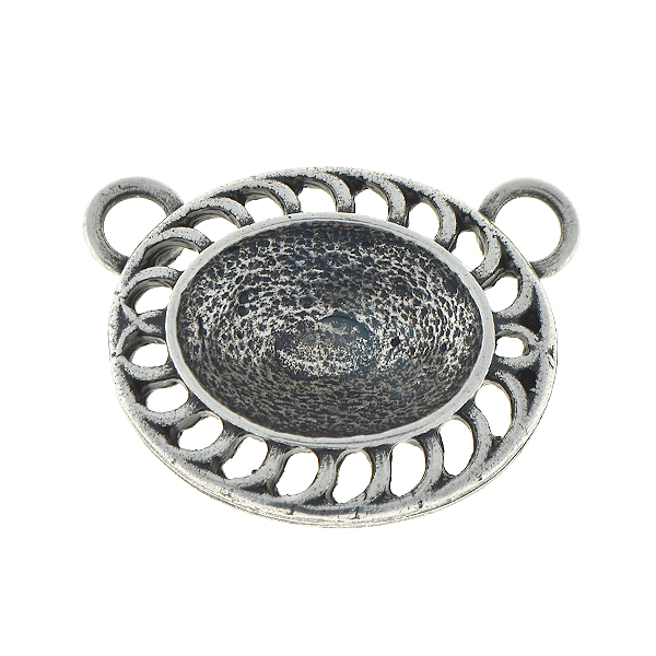 14x10mm Oval with holes in frame horizontal pendant base with two top loops