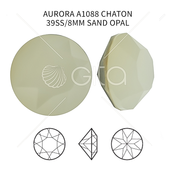 Aurora Crystal 39ss/8mm Chaton A1088 Sand Opal color-14pcs pack