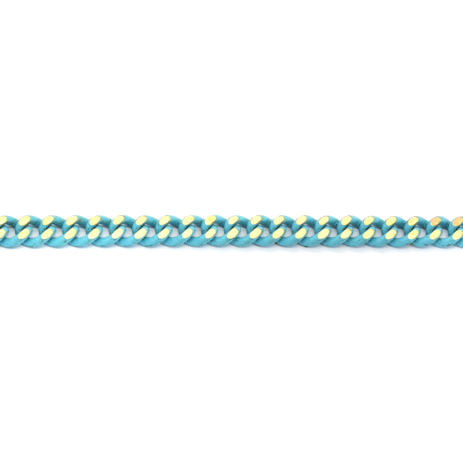 Polished turquoise enamel stainless steel curb (gourmette) chain 3.85mm