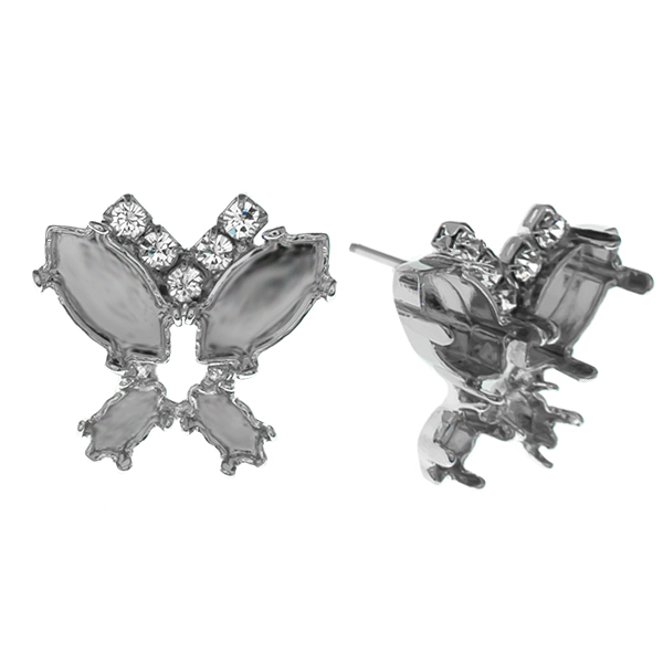 6x3mm / 10x5mm Navette with Rhinestones Butterfly Stud earrings