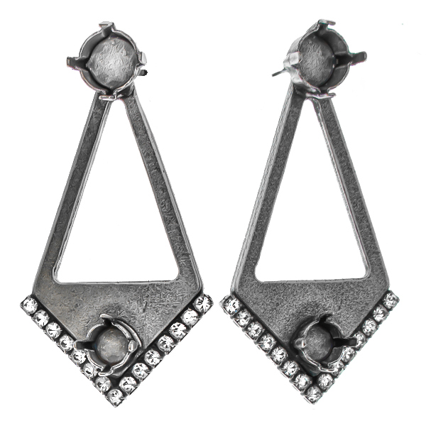 29ss/39ss Chaton 1088 with Pyramid shape metal casting elements & Rhinestones Stud earring bases 