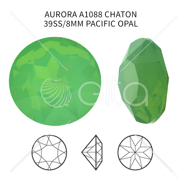 Aurora Crystal 39ss/8mm Chaton A1088 Pacific Opal color-14pcs pack