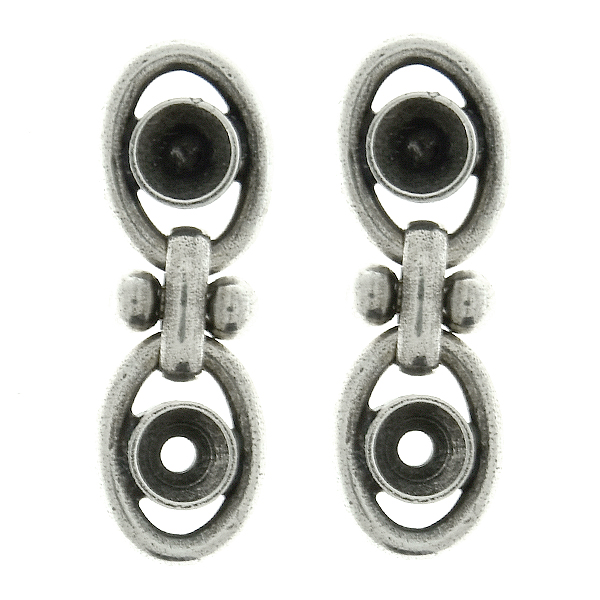 32pp round metal casting elements on Oval decorative anchor brass chain Stud Earring bases