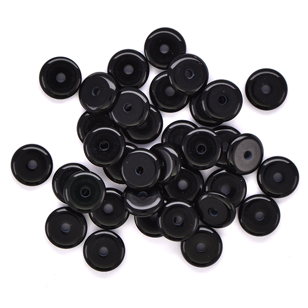 8mm Round Black Plastic Disc Beads - 50pcs pack