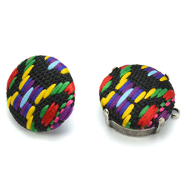 18mm Fabric Purple/black/yellow embedding buttons