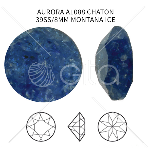 Aurora Crystal 39ss/8mm Chaton A1088 Montana Ice color-14pcs pack