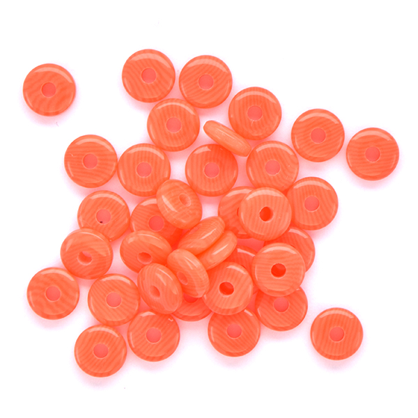 6mm Round Coral Red Plastic Disc Beads - 50pcs pack