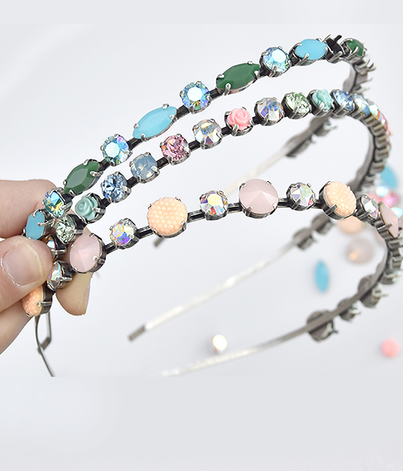 hair hoops with plastic cabochons