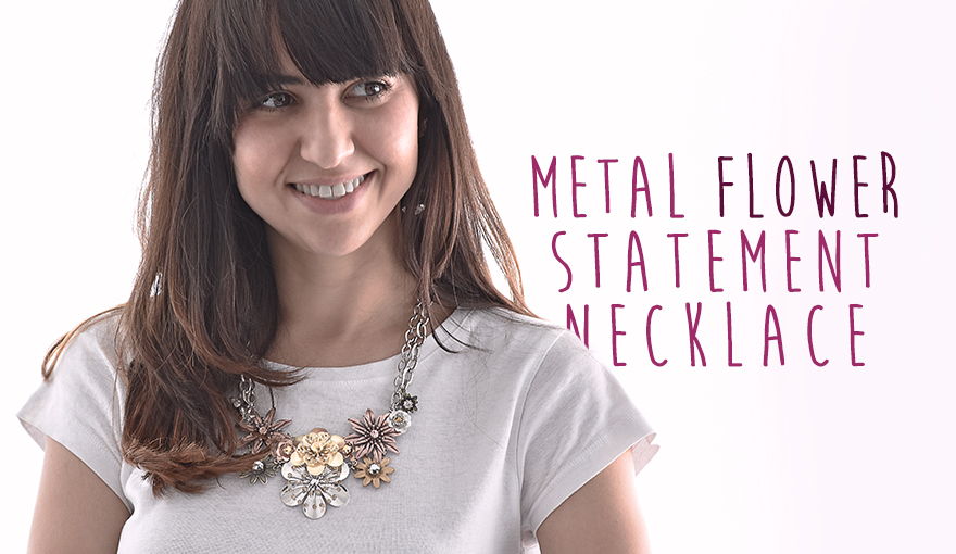 Metal flowers statement necklace DIY