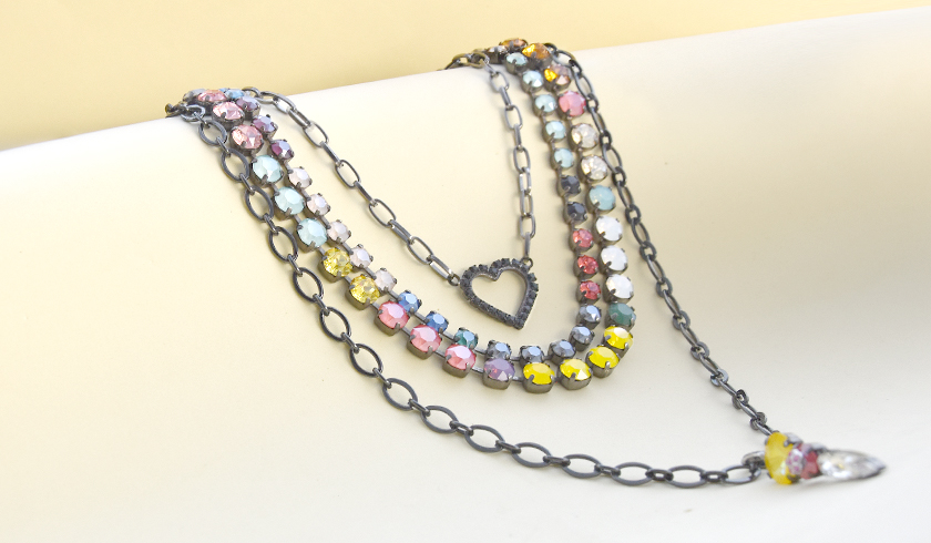 Multi colors Swarovski necklace making