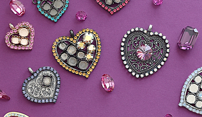 Heart pendants with SW rhinestone