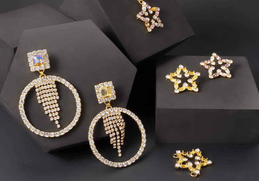 New Fancy Earrings with Rhinestones - perfect for a special evening celebrations 