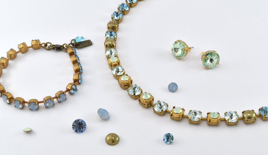 Soft Green & Blue crystal jewelry set inspiration
