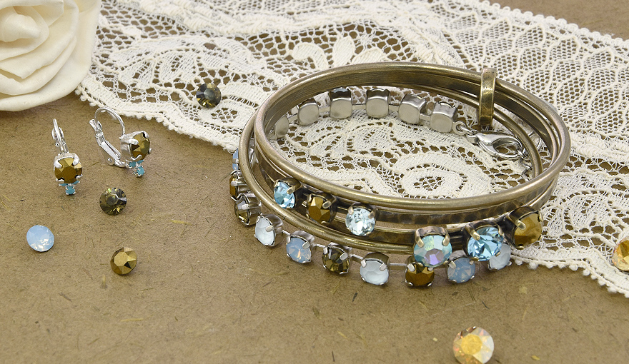 Metallic bronze Swarovski crystals, bracelets inspiration