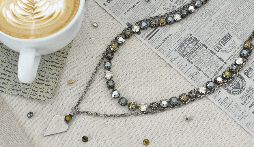Silver & Bronze necklaces with Swarovski crystals inspiration